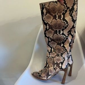 Vince Camuto faux snakeskin heeled knee high boots